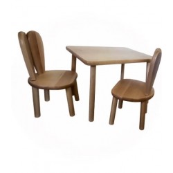 Wnętrze z Gustem Natural children's table and two chairs - rabbit