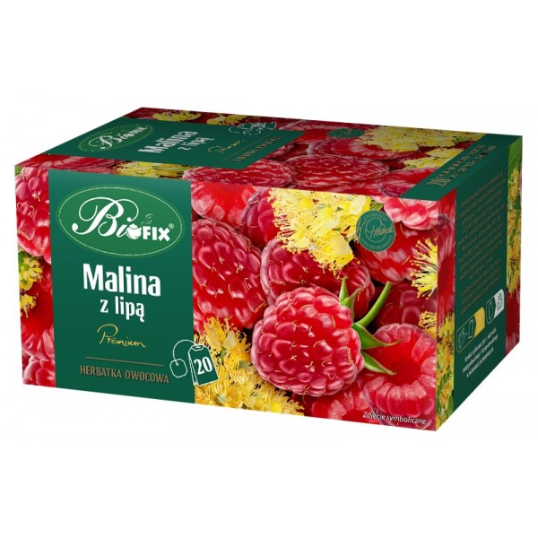Bi FIX Premium MALINA Z LIPĄ Herbatka owocowa ekspresowa 20 x 2 g