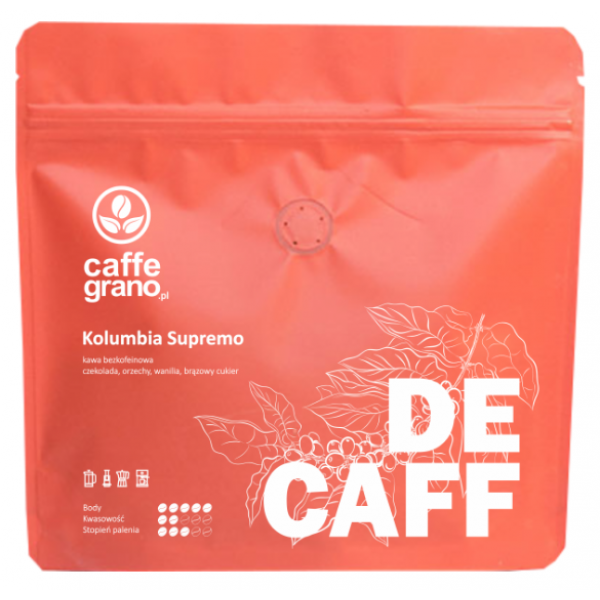 Caffe Grano - DECAFF Kolumbia Supremo Swiss Water – bezkofeinowa kawa 
