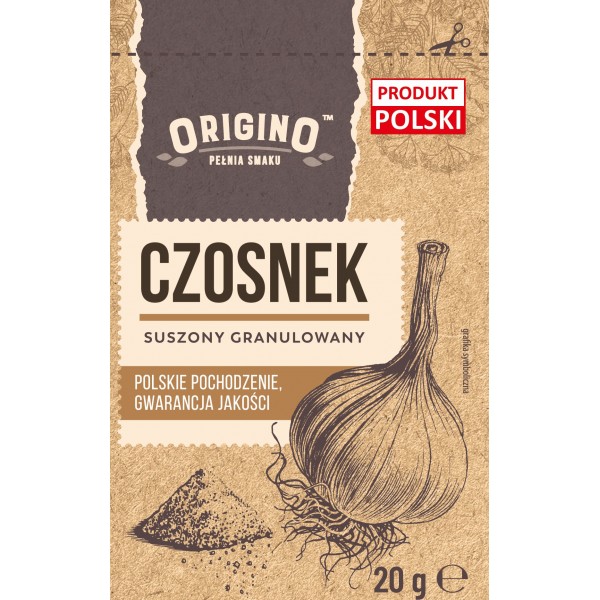 Origino Czosnek suszony granulowany 20g Produkt Polski